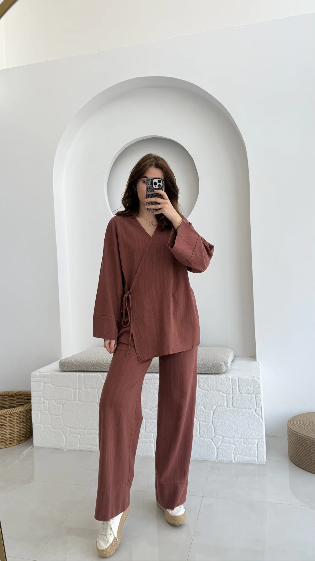 Keten Kimono Takım Kiremit 8582 EF