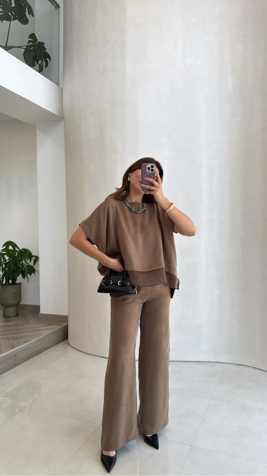 Kierra Bluz Pantolon Takım - Kahve - Kod: 51420