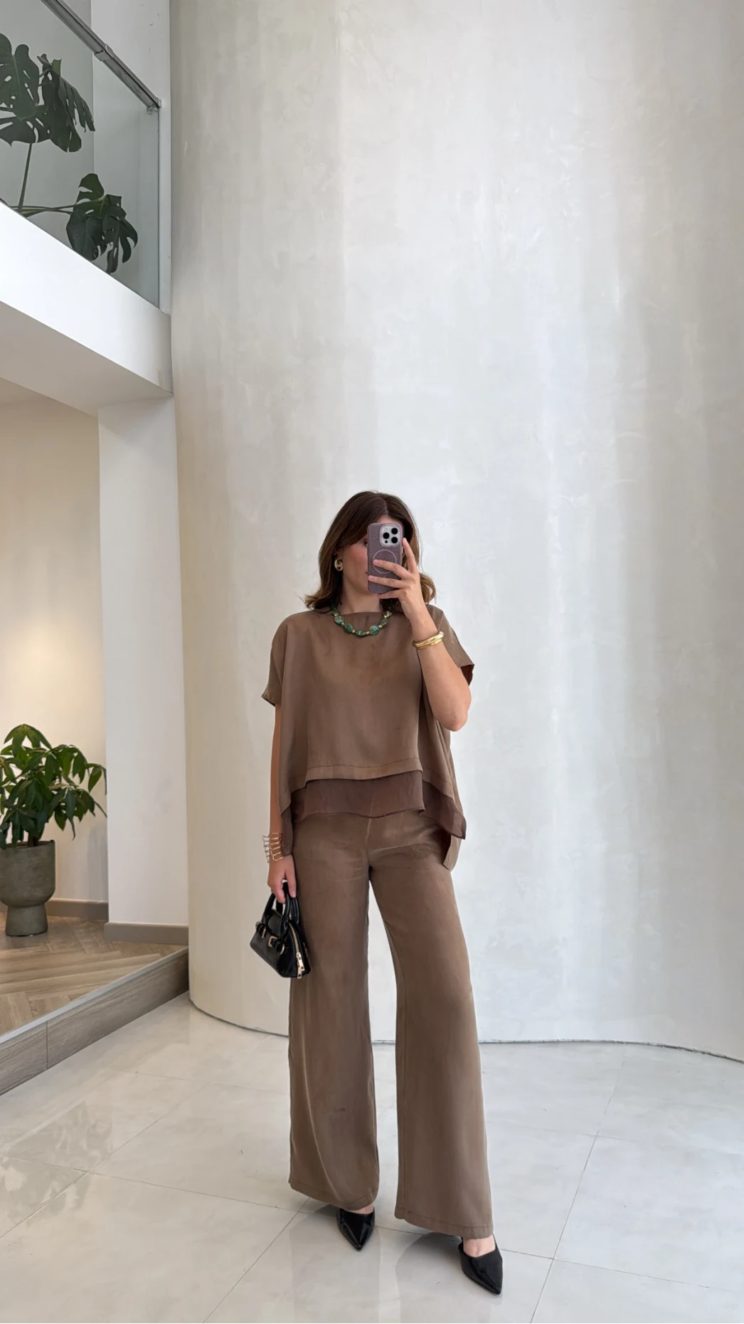 Kierra Bluz Pantolon Takım - Kahve - Kod: 51420