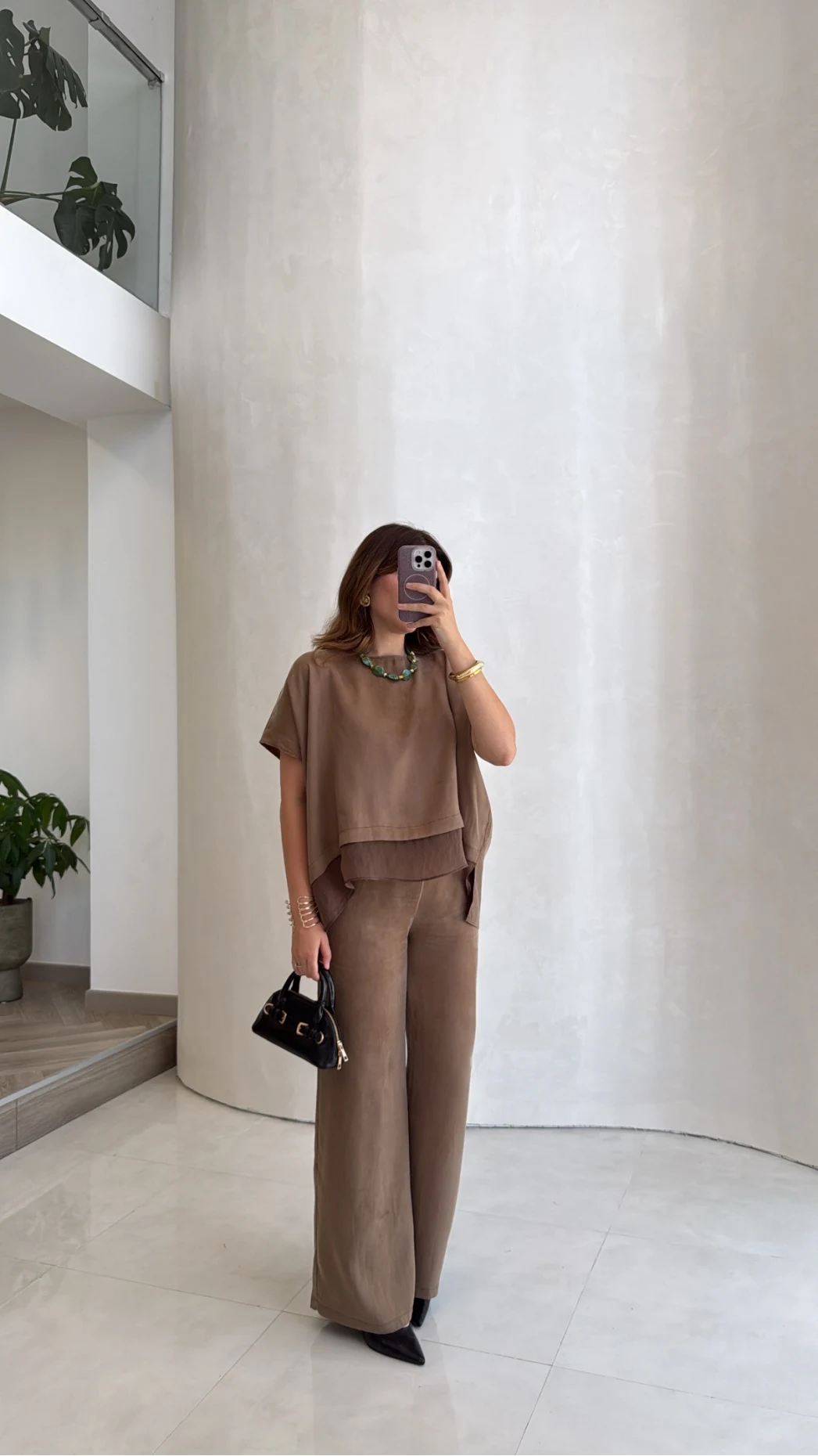 Kierra Bluz Pantolon Takım - Kahve - Kod: 51420