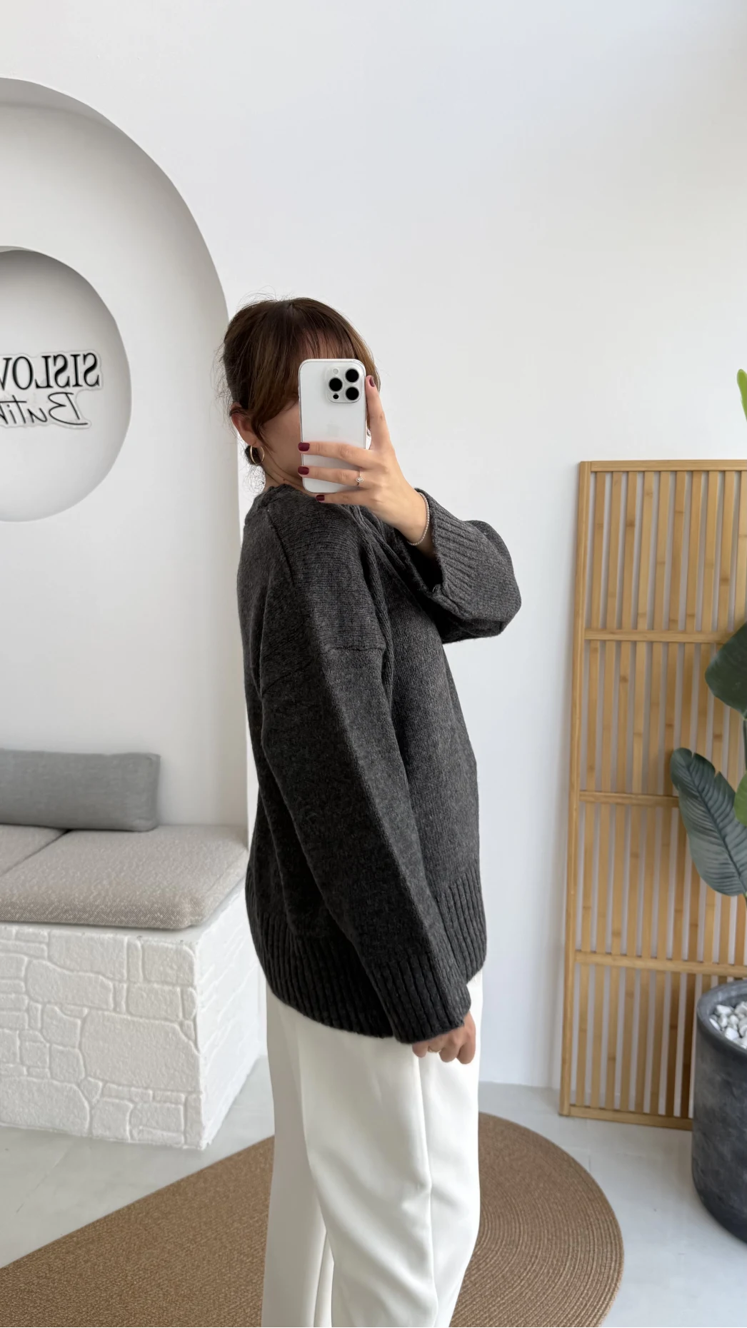 Kierra Örgü Kazak - Antrasit