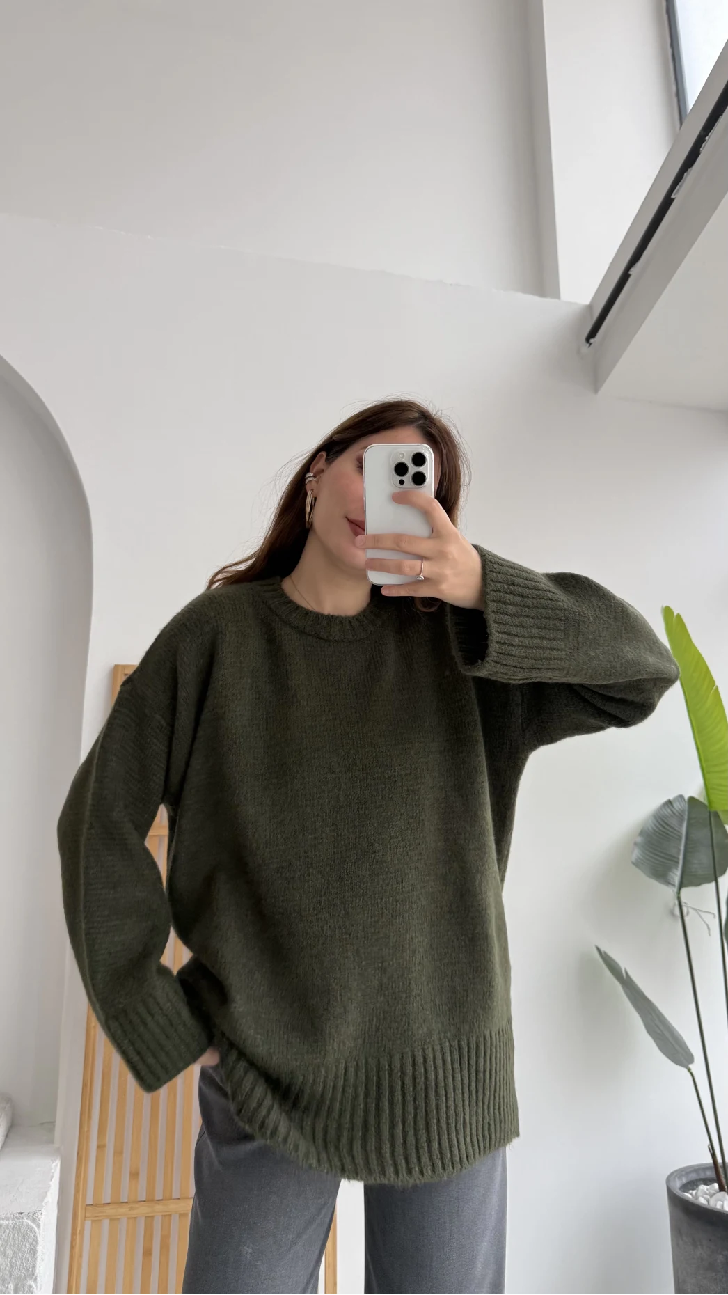 Kierra Örgü Kazak - Haki