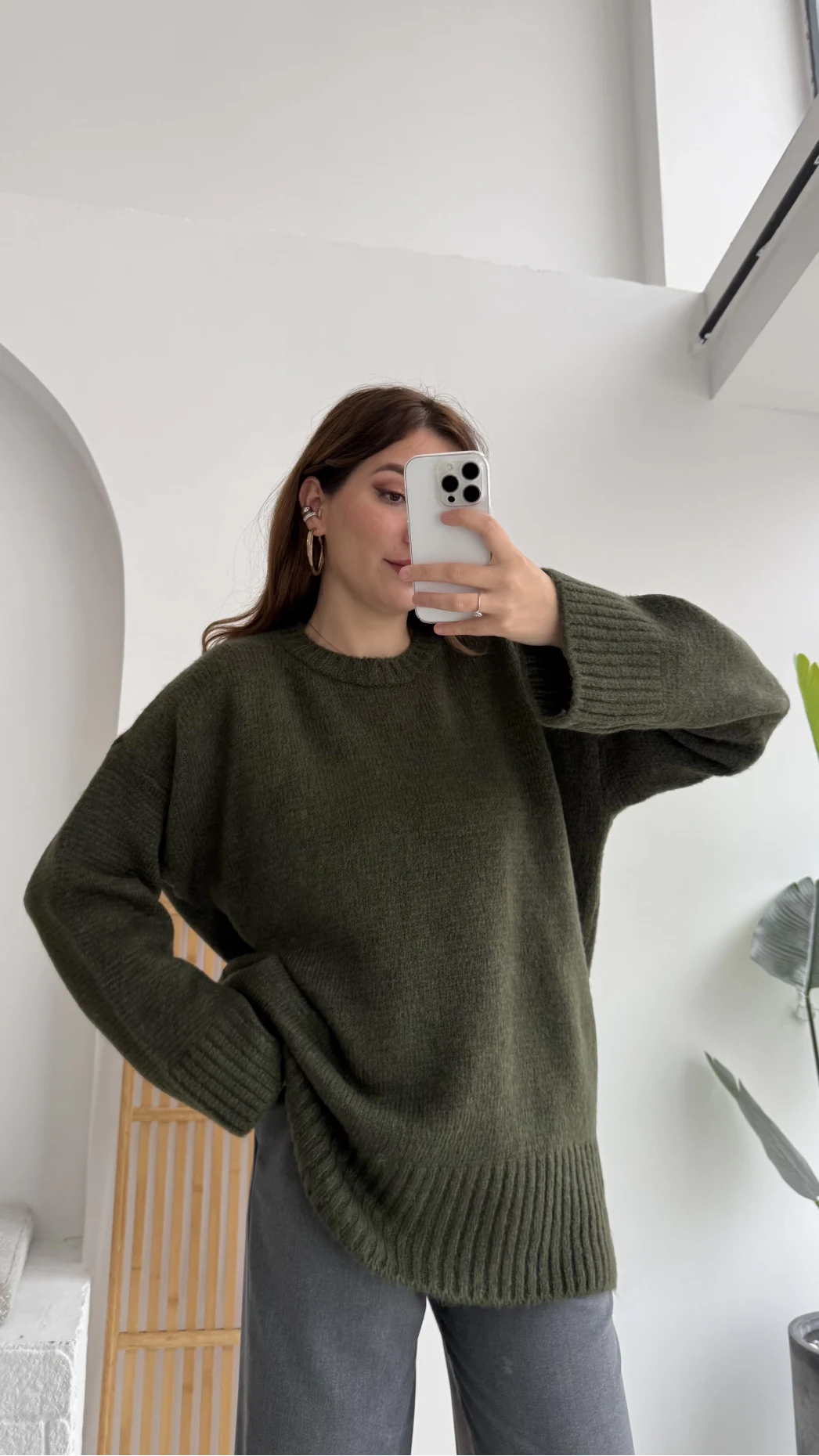 Kierra Örgü Kazak - Haki