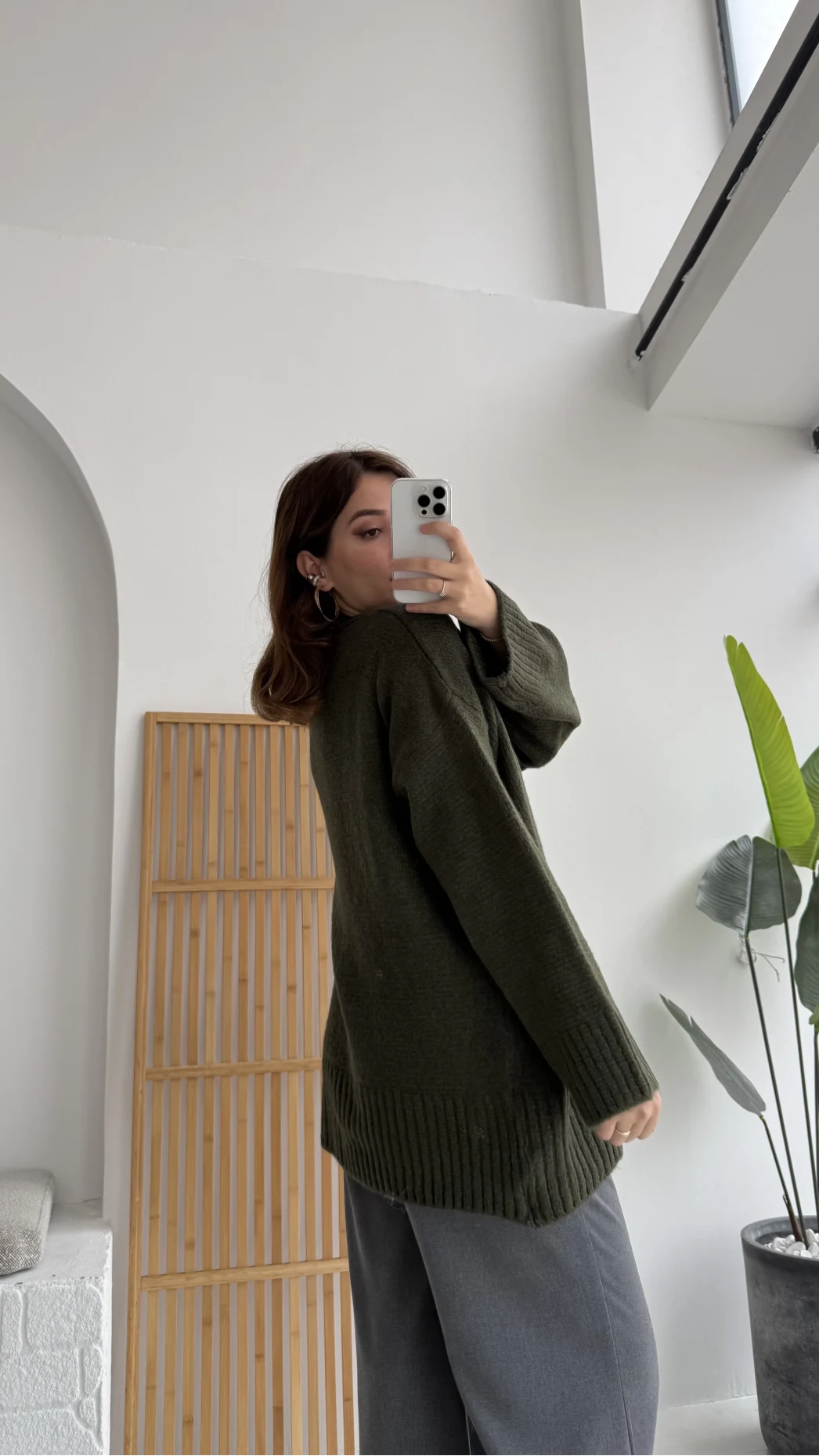 Kierra Örgü Kazak - Haki