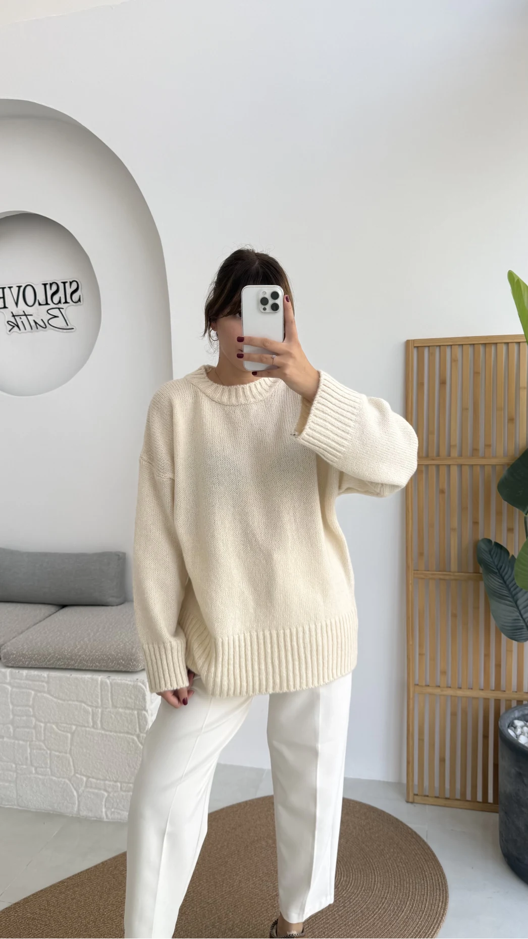 Kierra Örgü Kazak - Krem