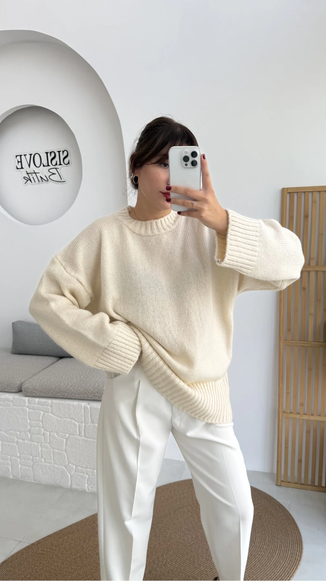 Kierra Örgü Kazak - Krem