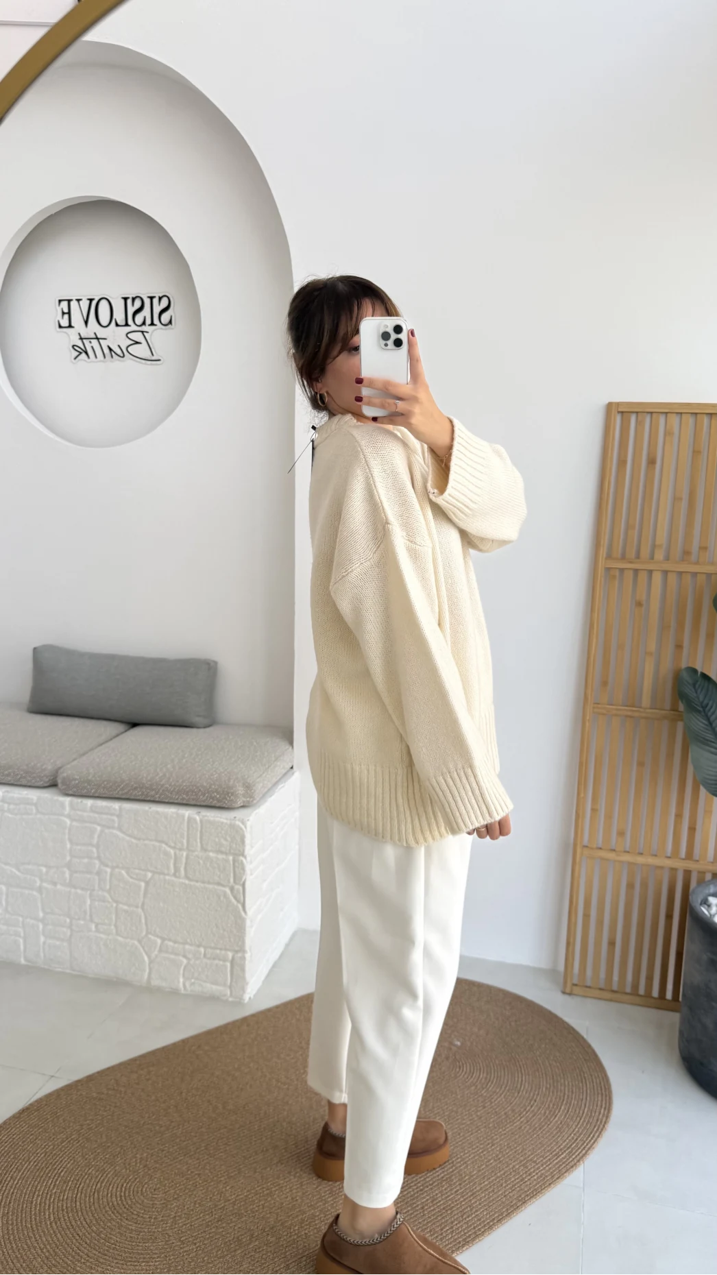 Kierra Örgü Kazak - Krem