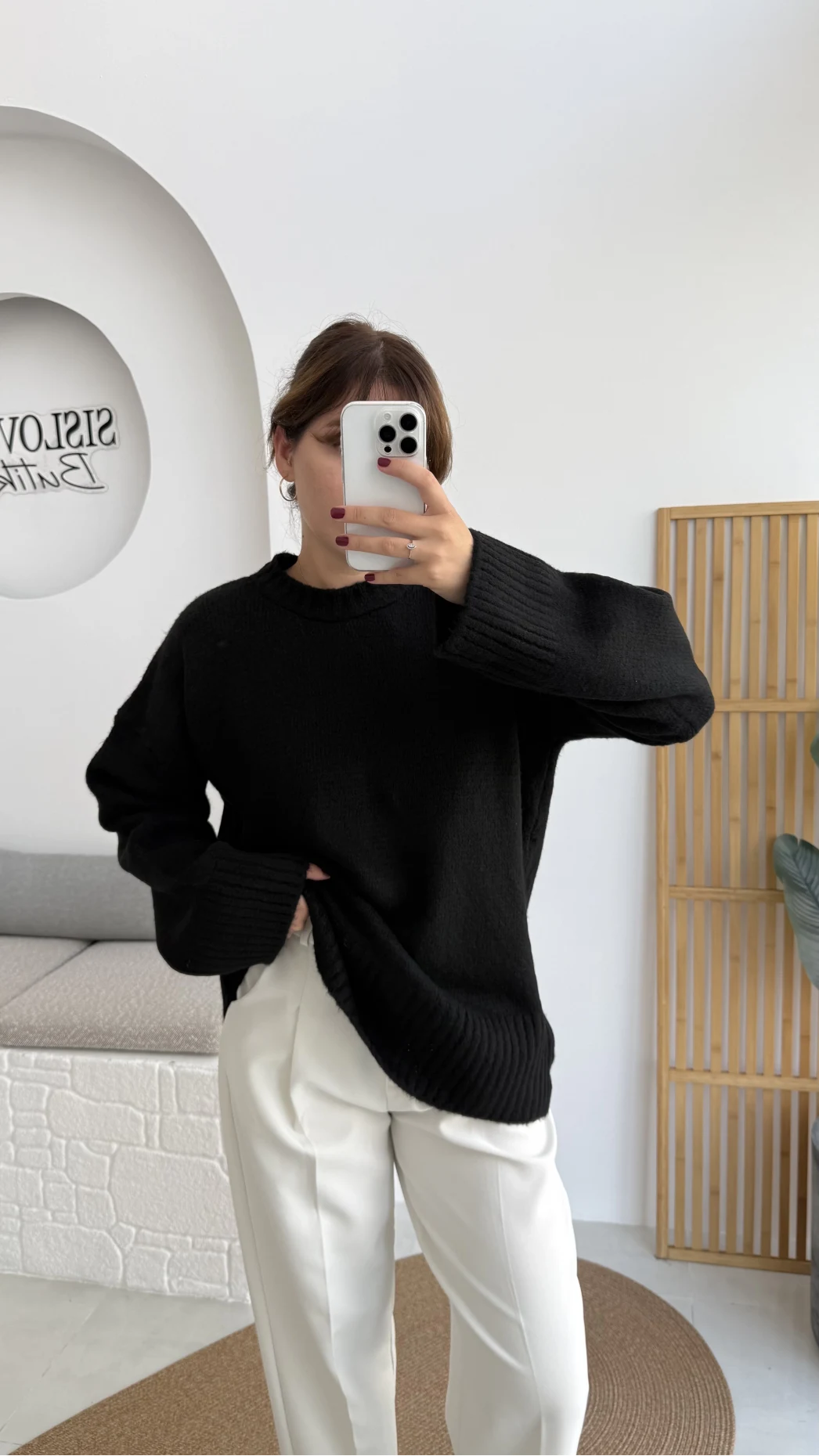 Kierra Örgü Kazak - Siyah