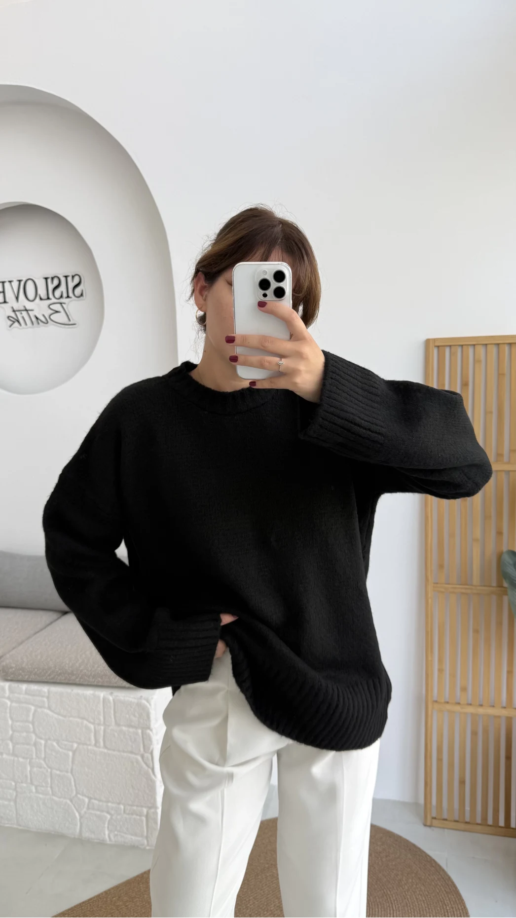 Kierra Örgü Kazak - Siyah