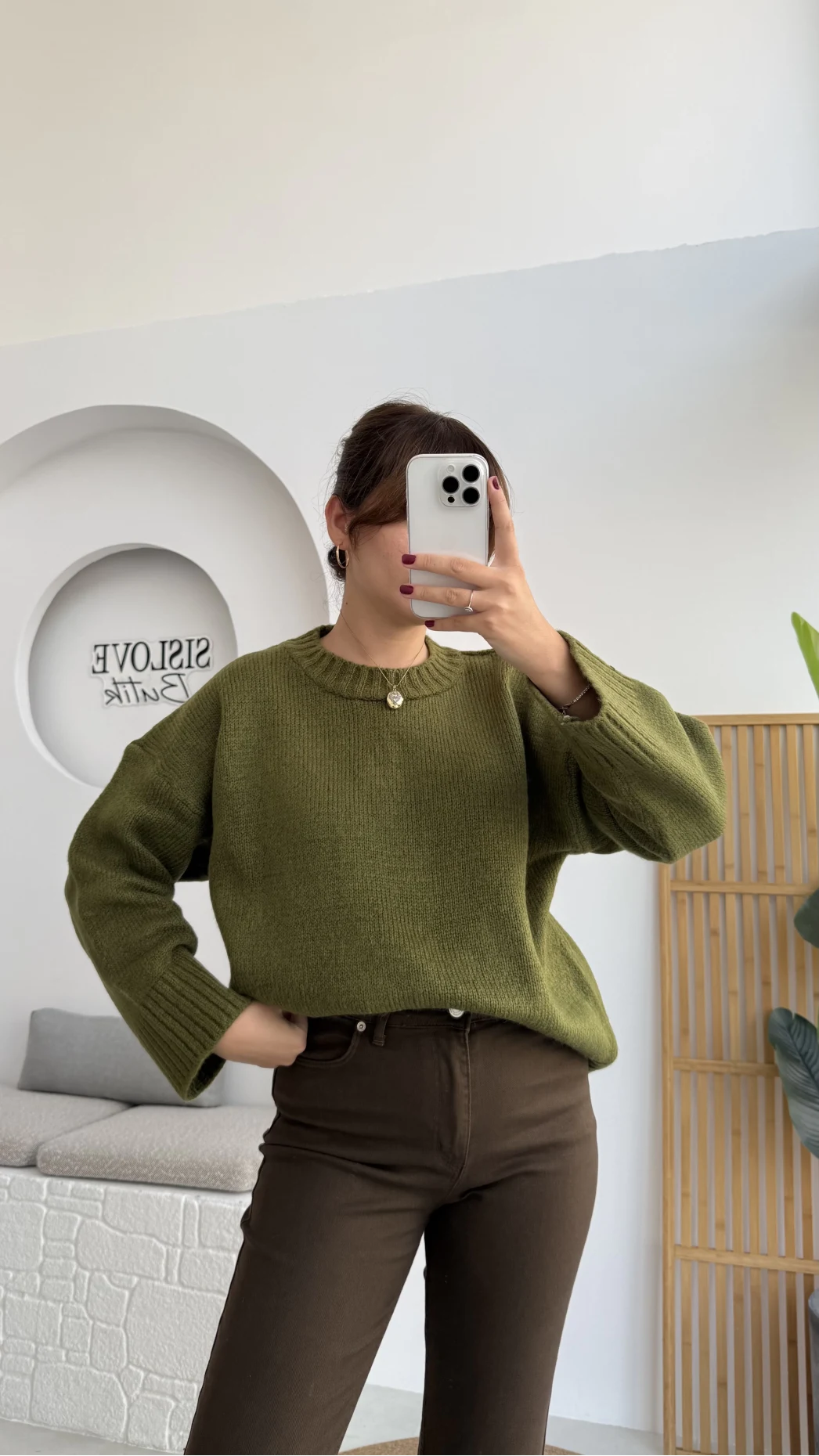 Kierra Örgü Kazak - Yeşil