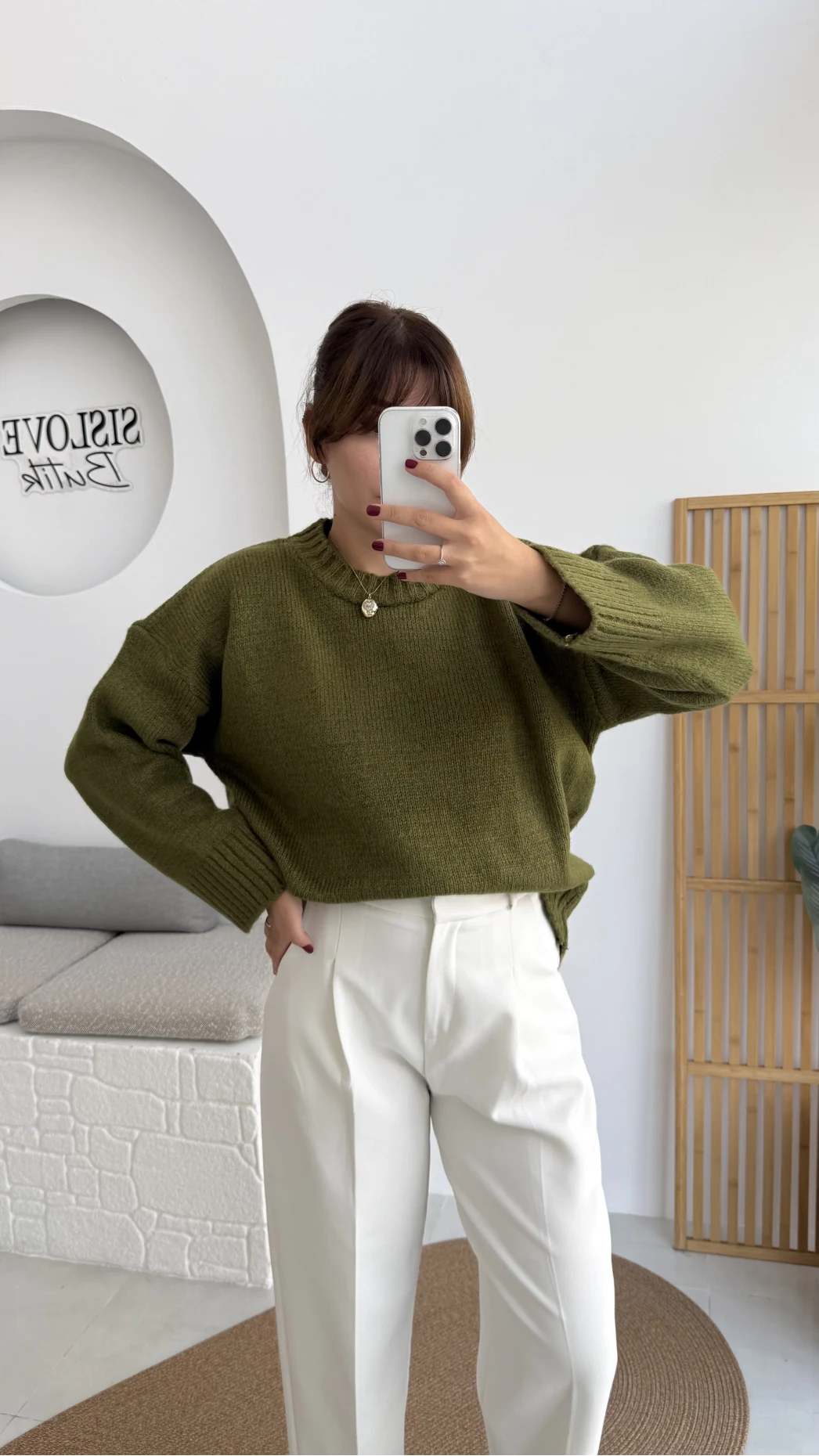 Kierra Örgü Kazak - Yeşil