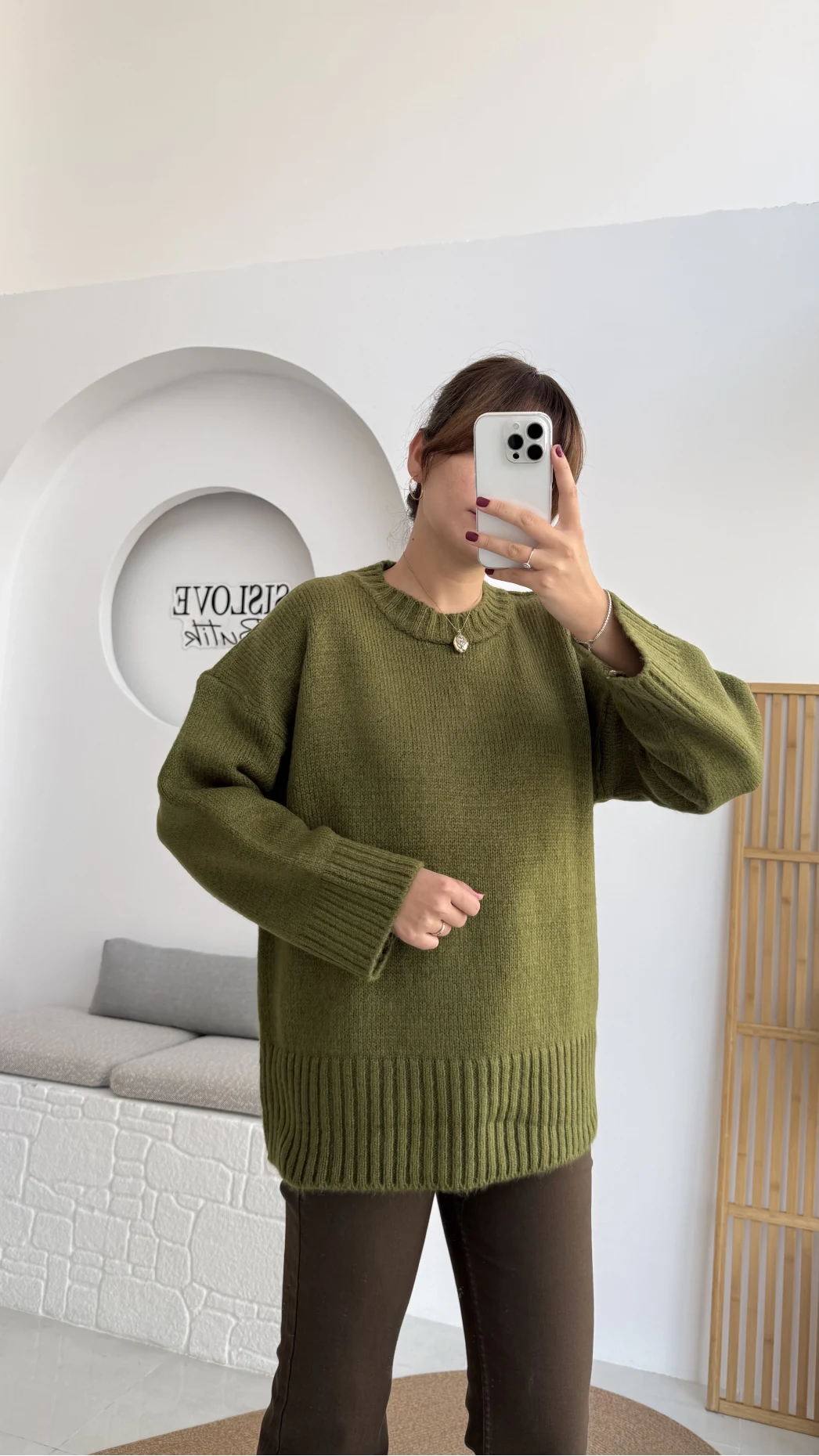 Kierra Örgü Kazak - Yeşil