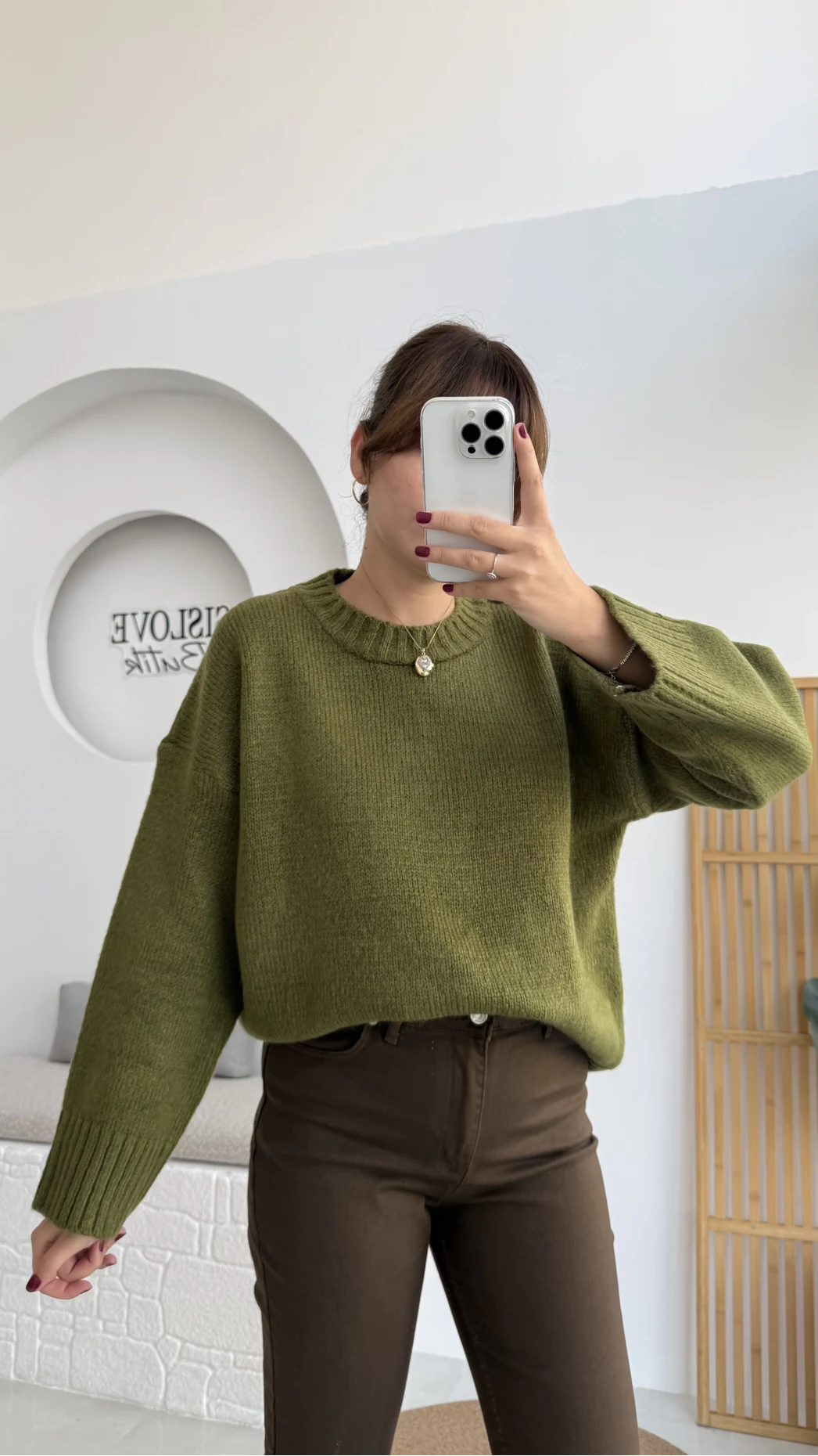 Kierra Örgü Kazak - Yeşil