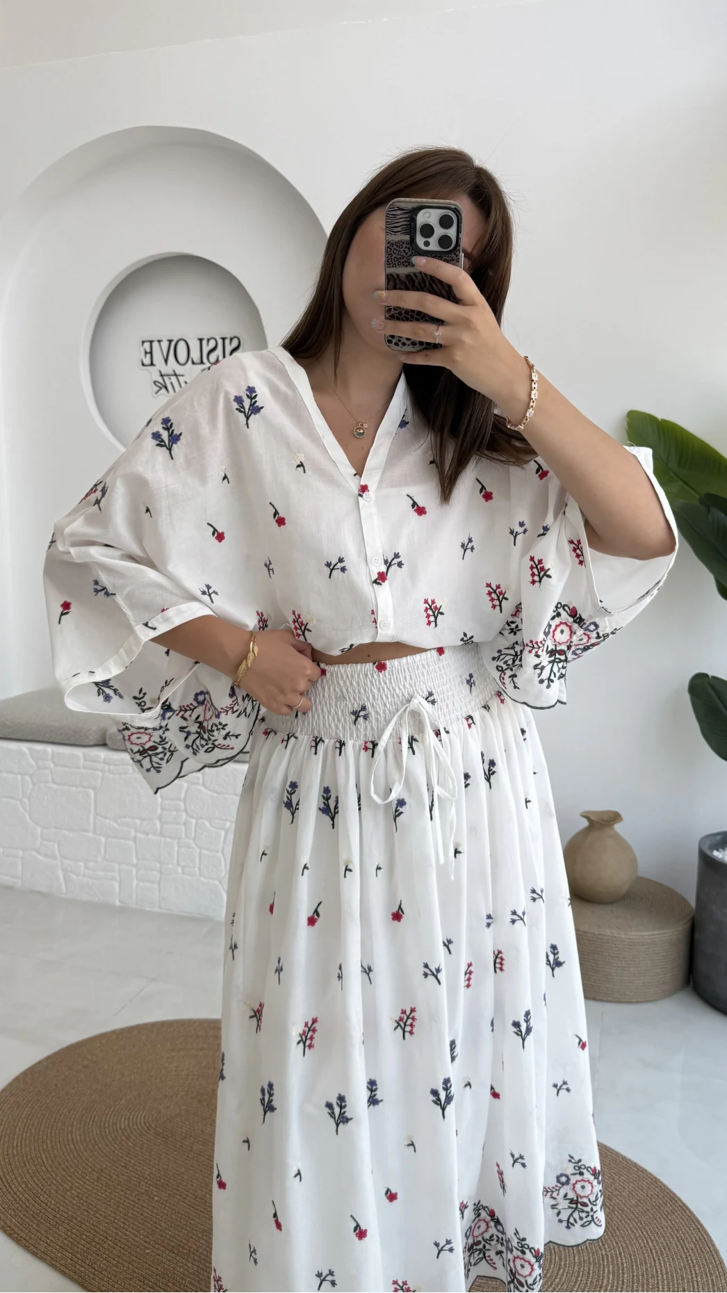 Kimono Etekli Çiçekli Takım - 3874