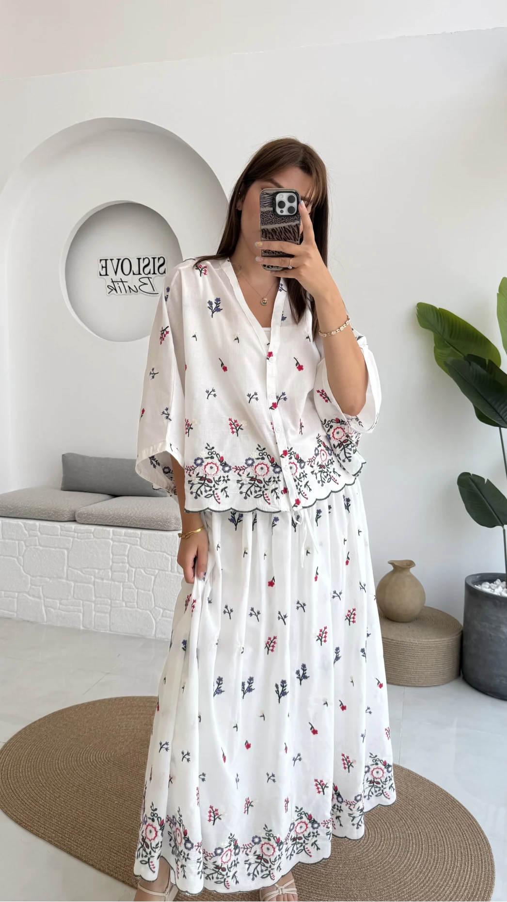 Kimono Etekli Çiçekli Takım - 3874