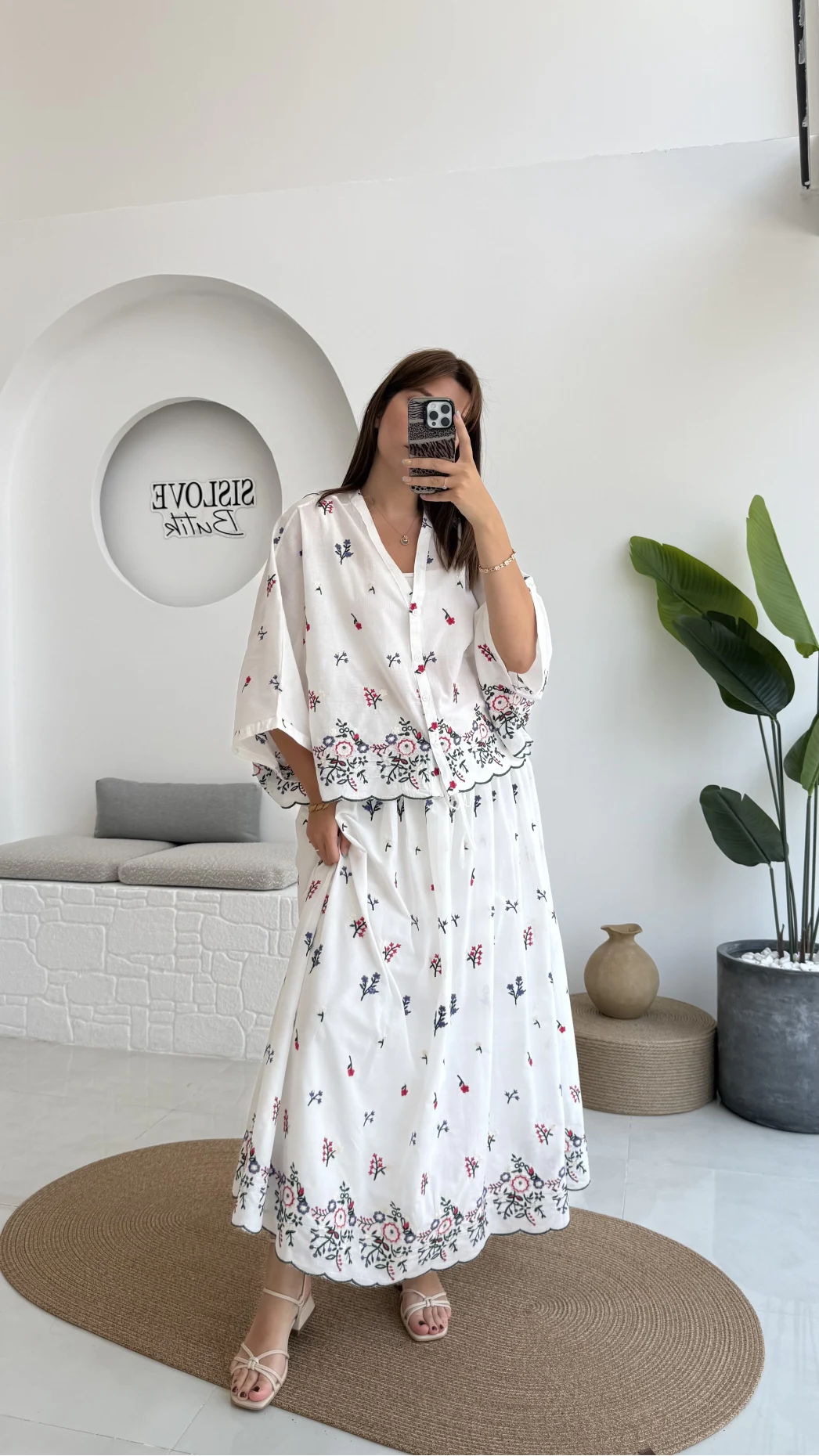 Kimono Etekli Çiçekli Takım - 3874