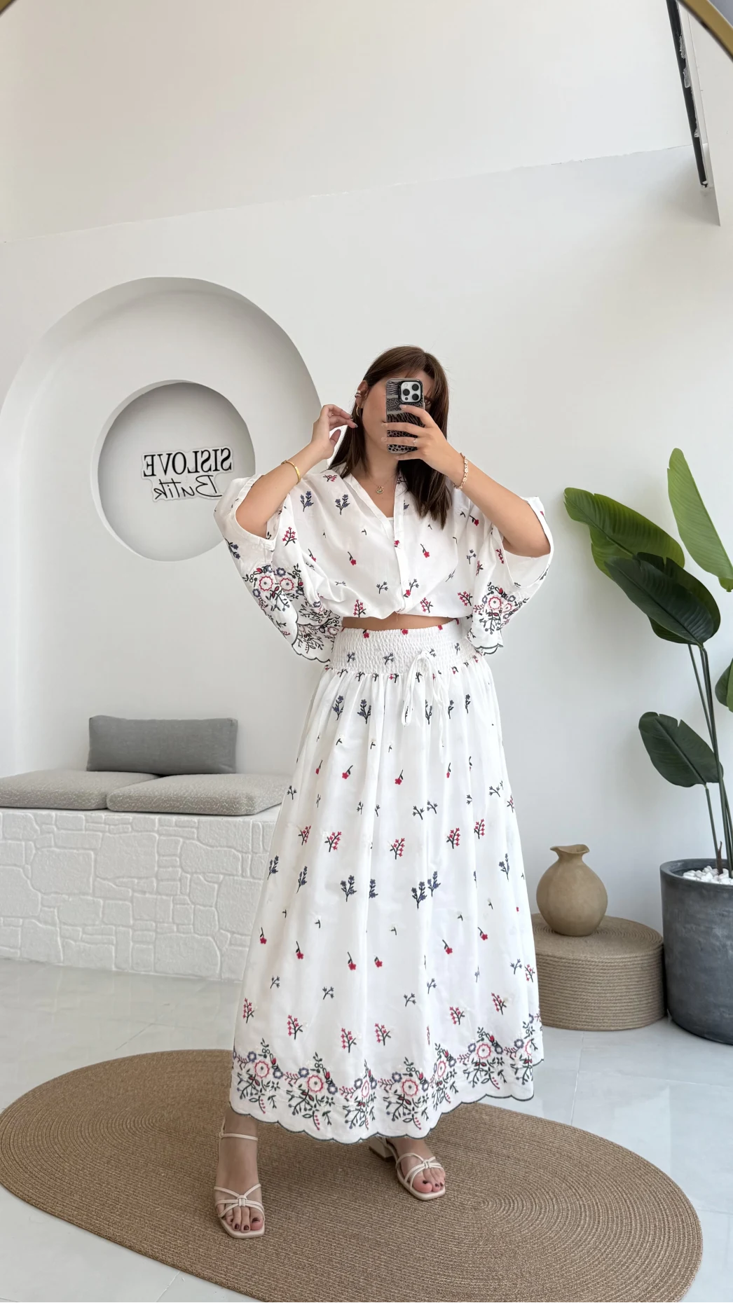 Kimono Etekli Çiçekli Takım - 3874