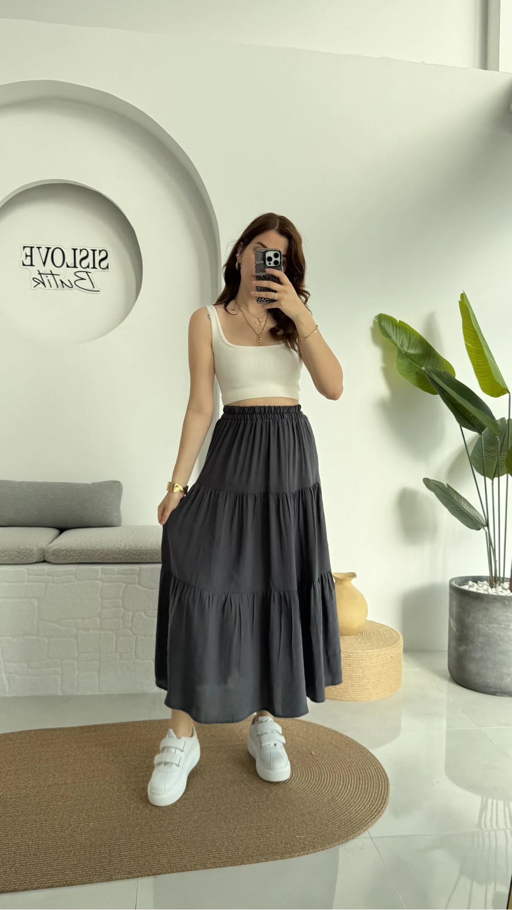 Kırışık Kat Kat Etek Antrasit 5015