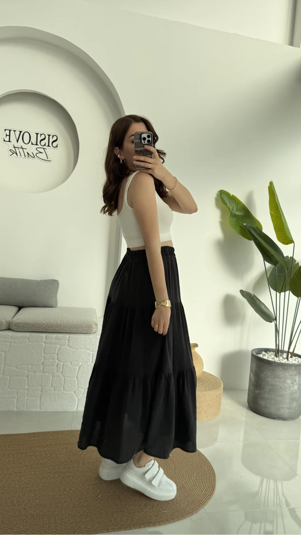 Kırışık Kat Kat Etek Siyah 5015