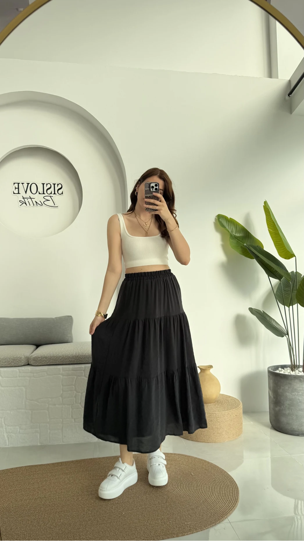 Kırışık Kat Kat Etek Siyah 5015