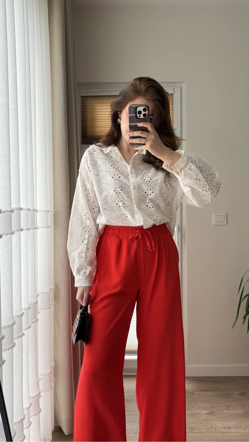 Kırmızı Tensel Pantolon