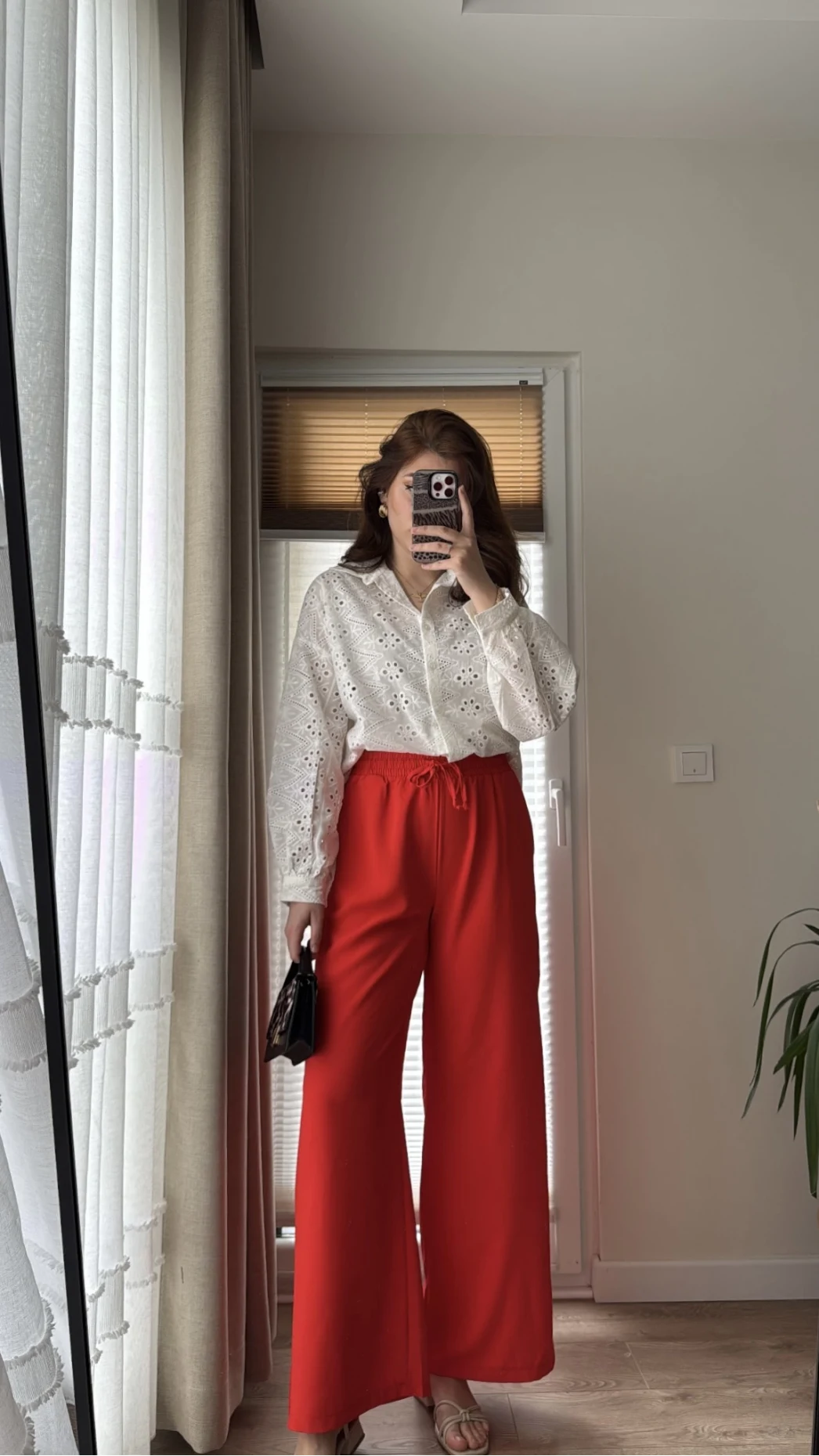 Kırmızı Tensel Pantolon