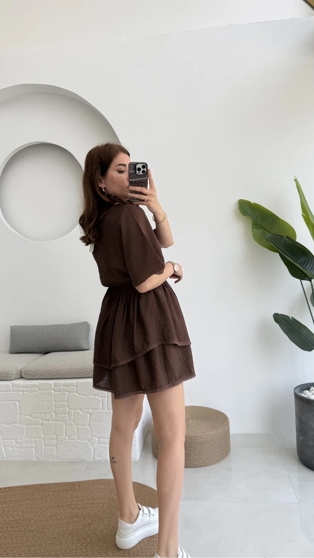 Kısa Elbise Acı Kahve - 3014