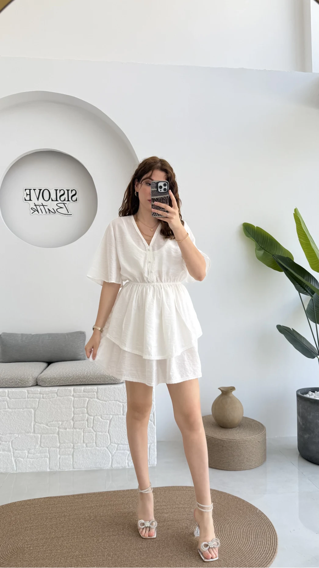 Kısa Elbise Kırık Beyaz - 3014