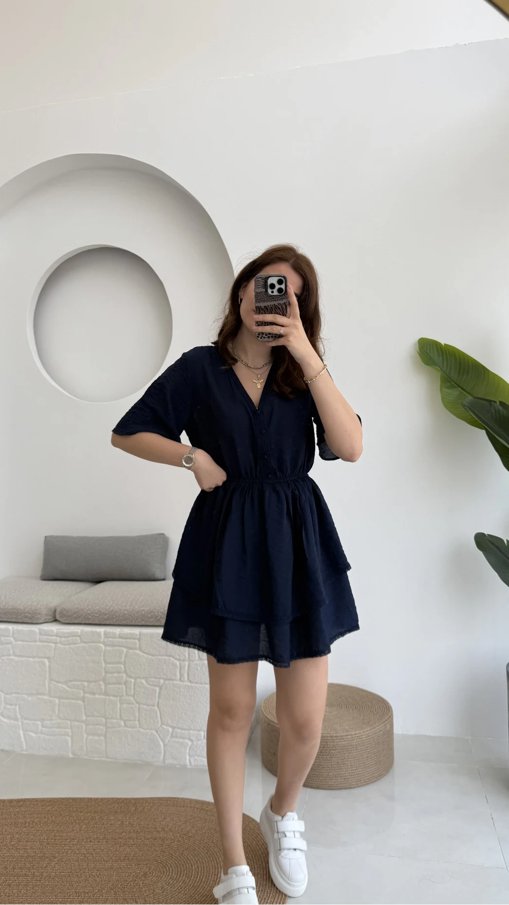 Kısa Elbise Lacivert - 3014