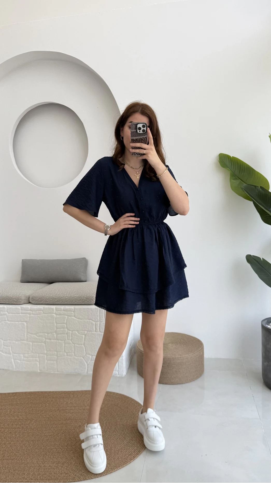 Kısa Elbise Lacivert - 3014