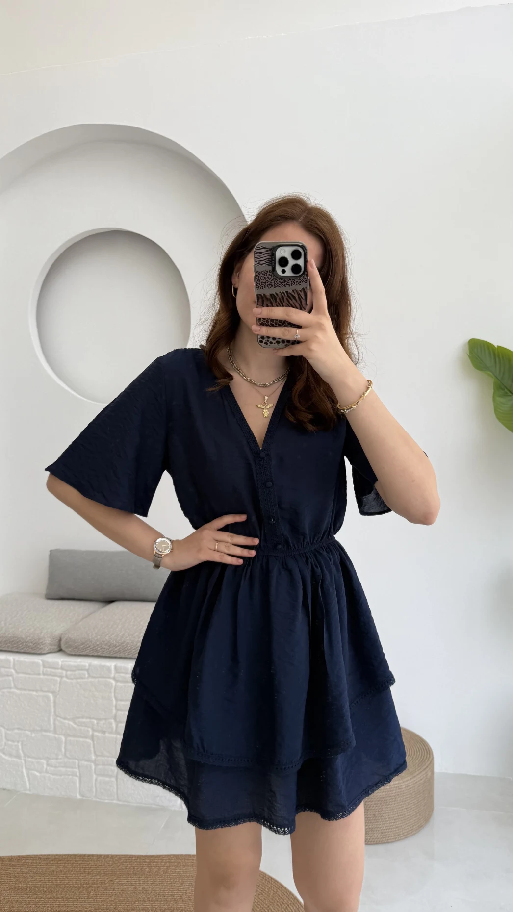 Kısa Elbise Lacivert - 3014