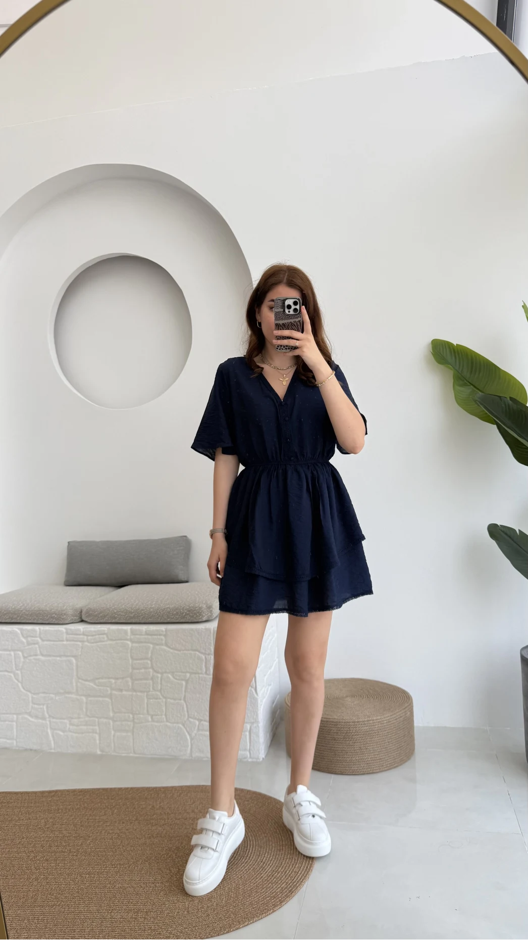 Kısa Elbise Lacivert - 3014