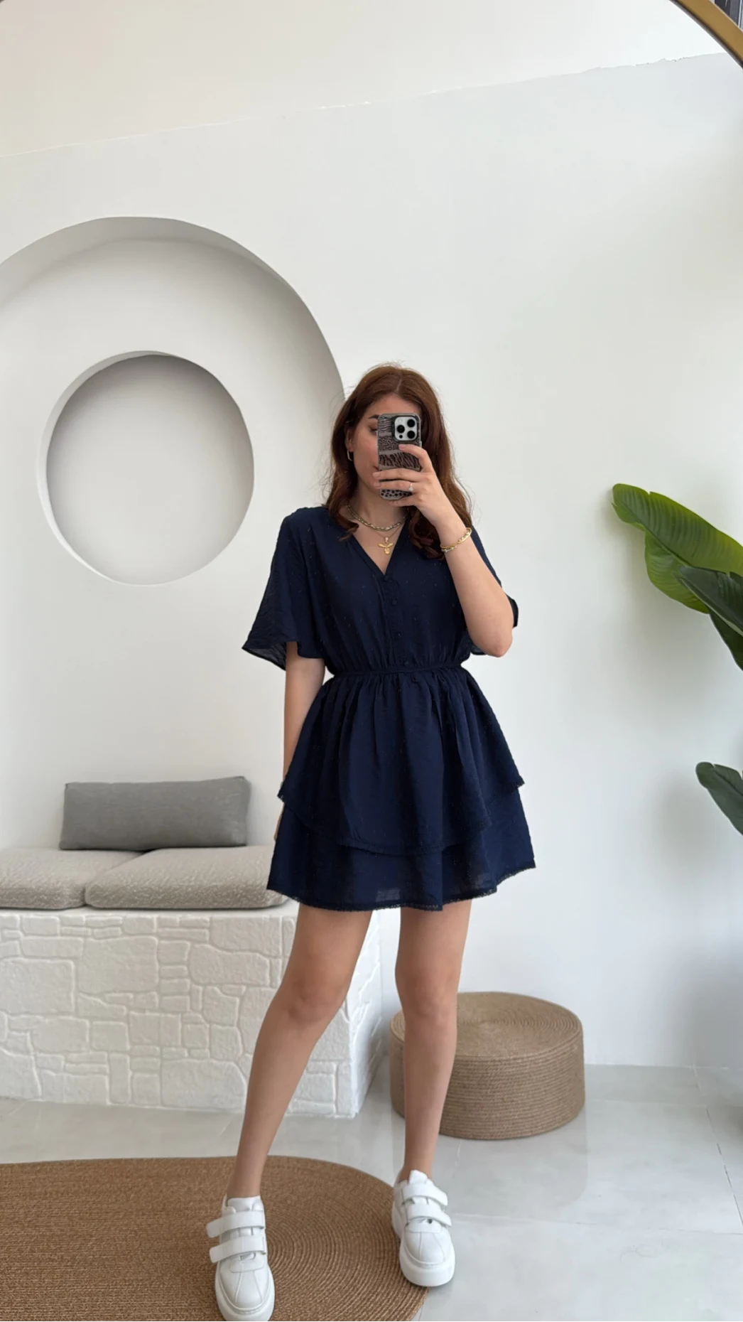 Kısa Elbise Lacivert - 3014