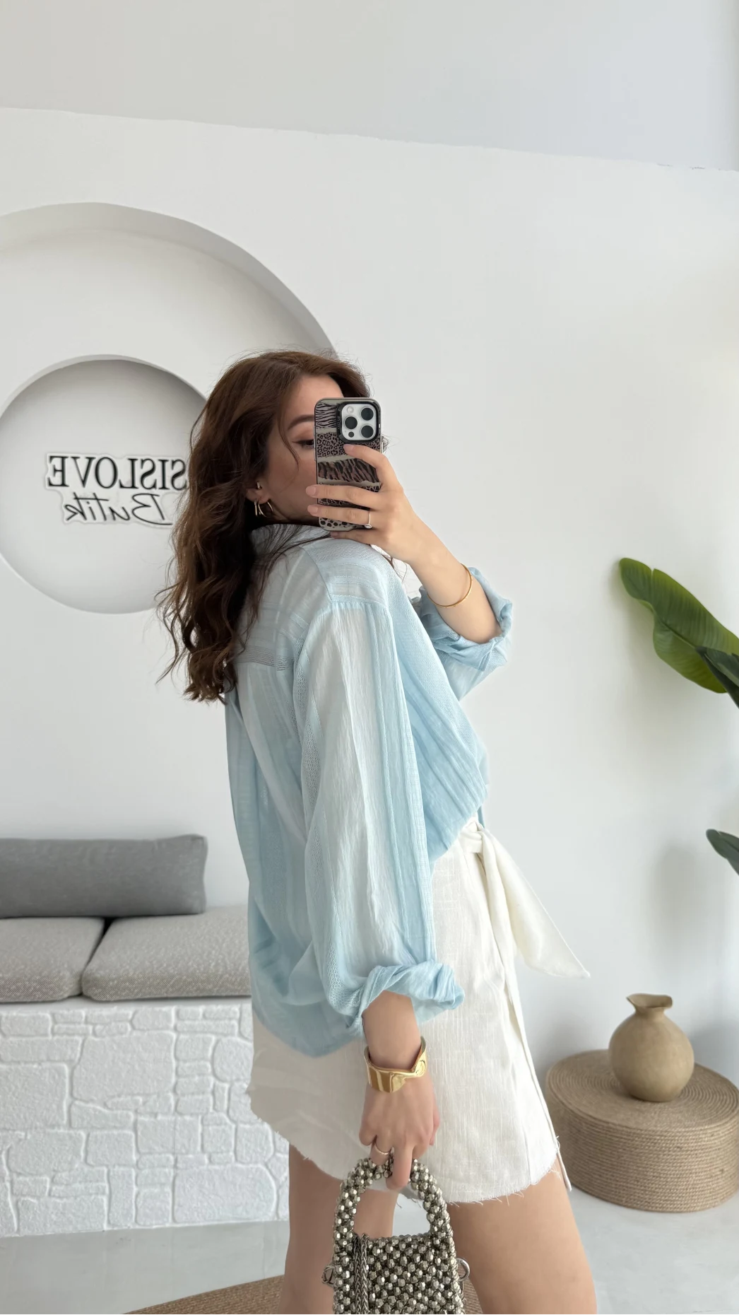 Kısa Keten Etek Ekru 3012