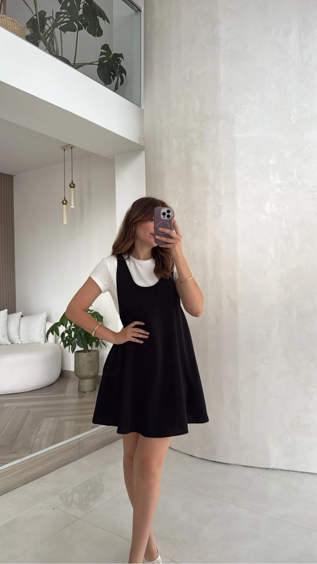Kısa Kol T-Shirt Mini Elbise Takım - Siyah - Kod: 4153
