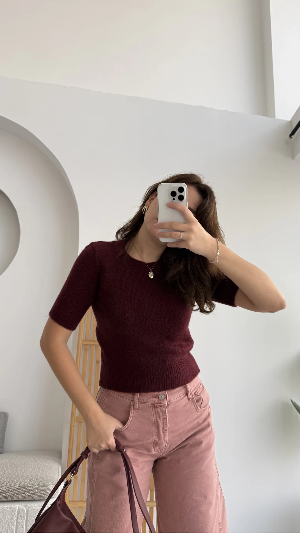 Kısa Kollu Triko Bordo Kod: 9037