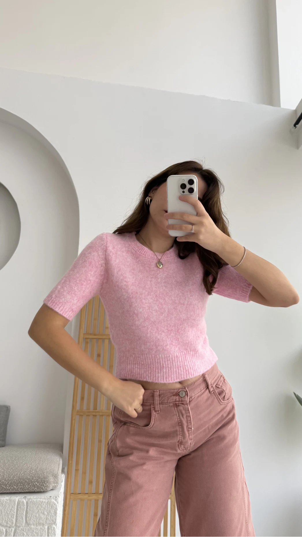 Kısa Kollu Triko Pembe Kod: 9037