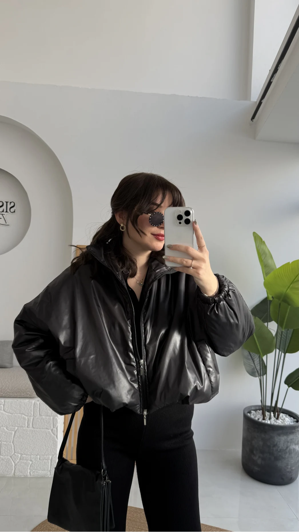 Kısa Şişme Mont - Siyah - Kod: 9596