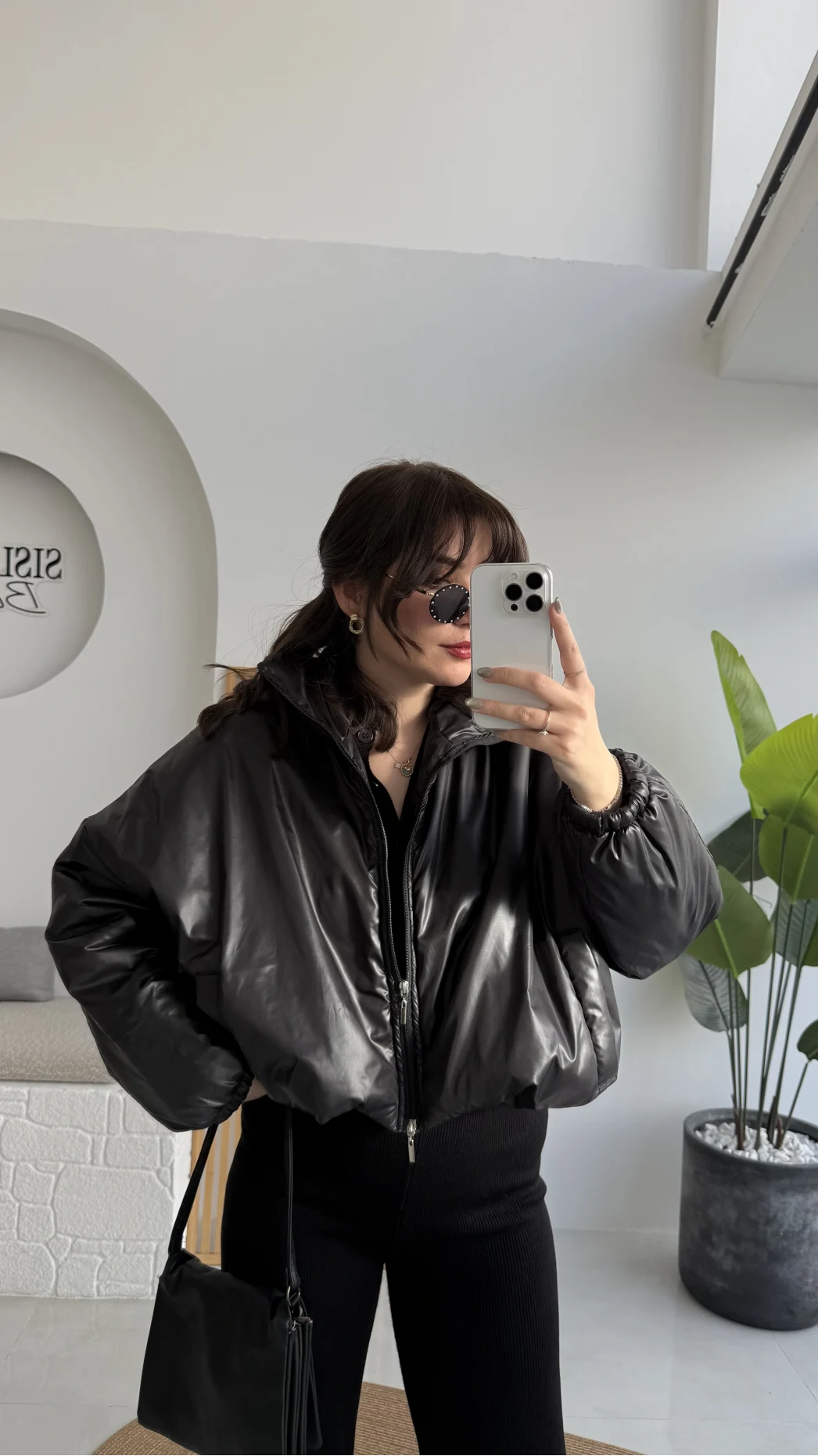 Kısa Şişme Mont - Siyah - Kod: 9596