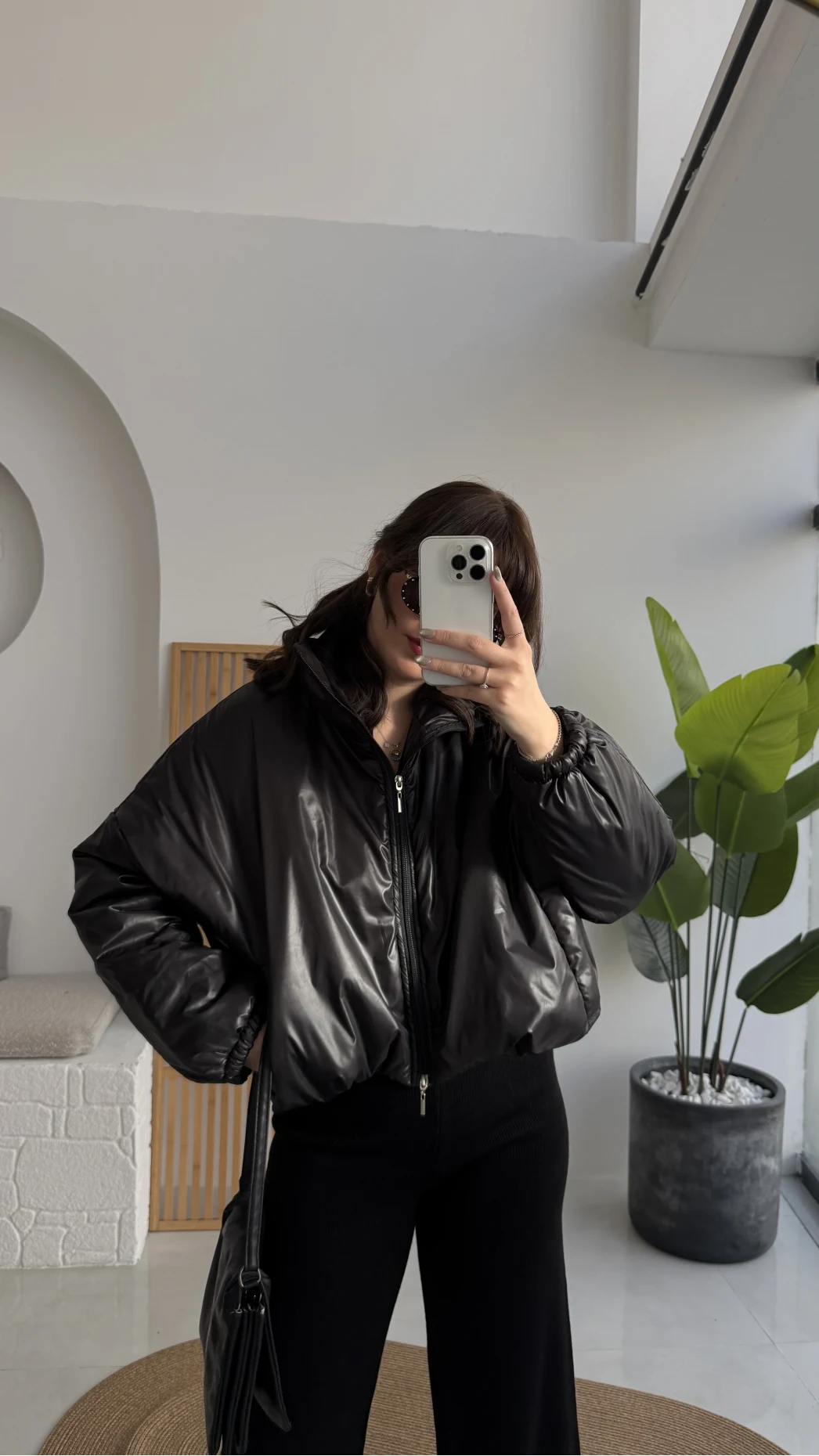 Kısa Şişme Mont - Siyah - Kod: 9596