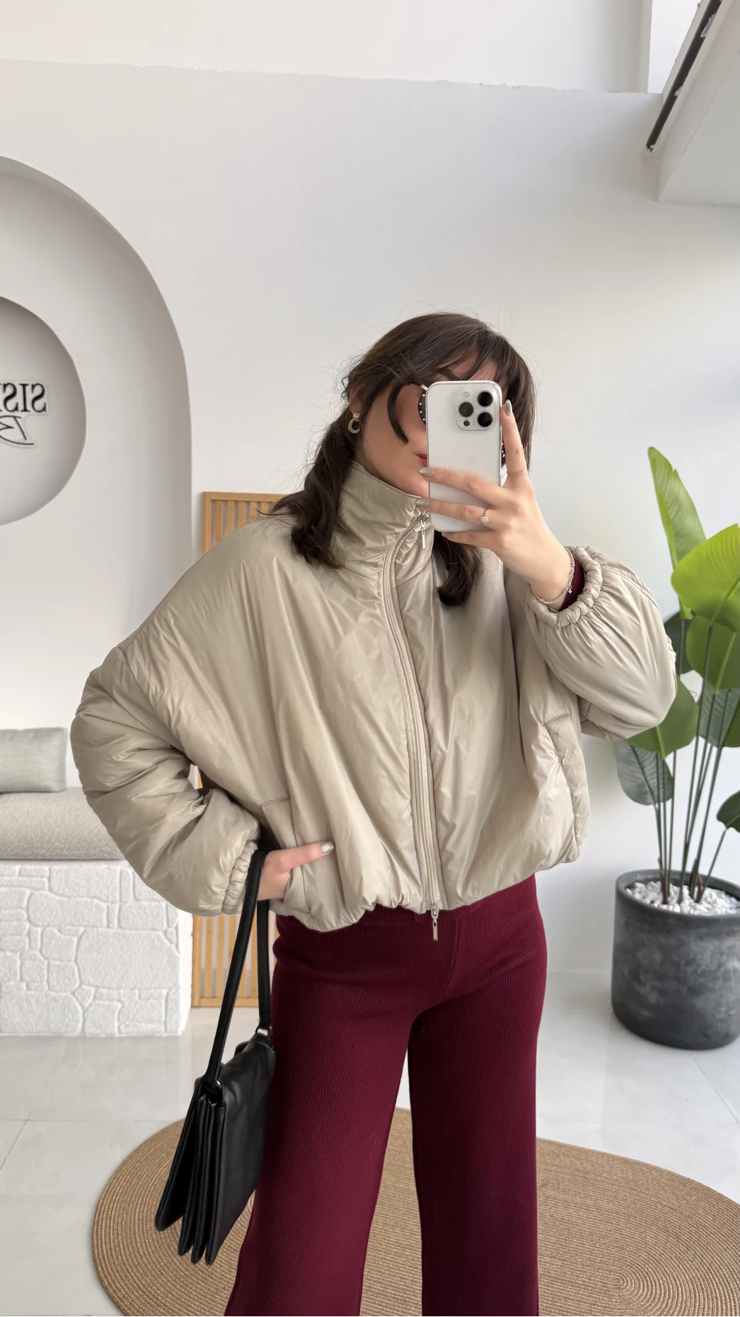 Kısa Şişme Mont - Vizon - Kod: 9596