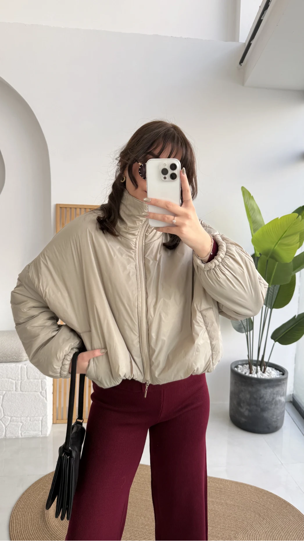 Kısa Şişme Mont - Vizon - Kod: 9596