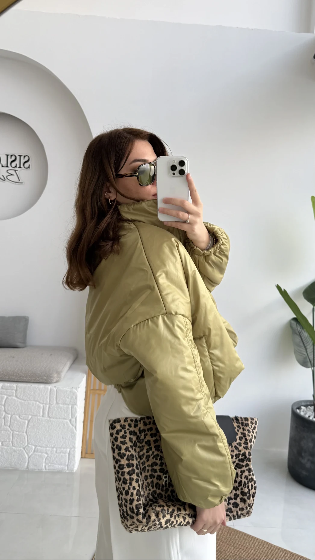 Kısa Şişme Mont - Yeşil - Kod: 9596