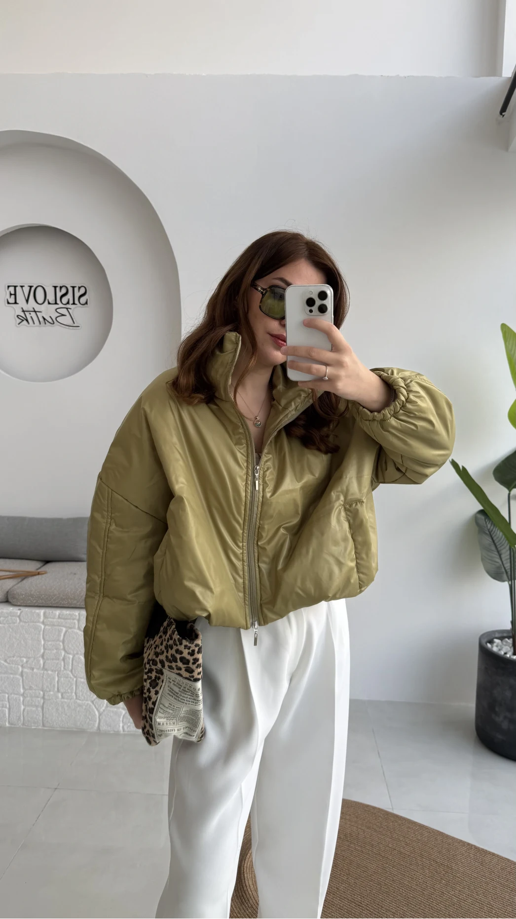 Kısa Şişme Mont - Yeşil - Kod: 9596