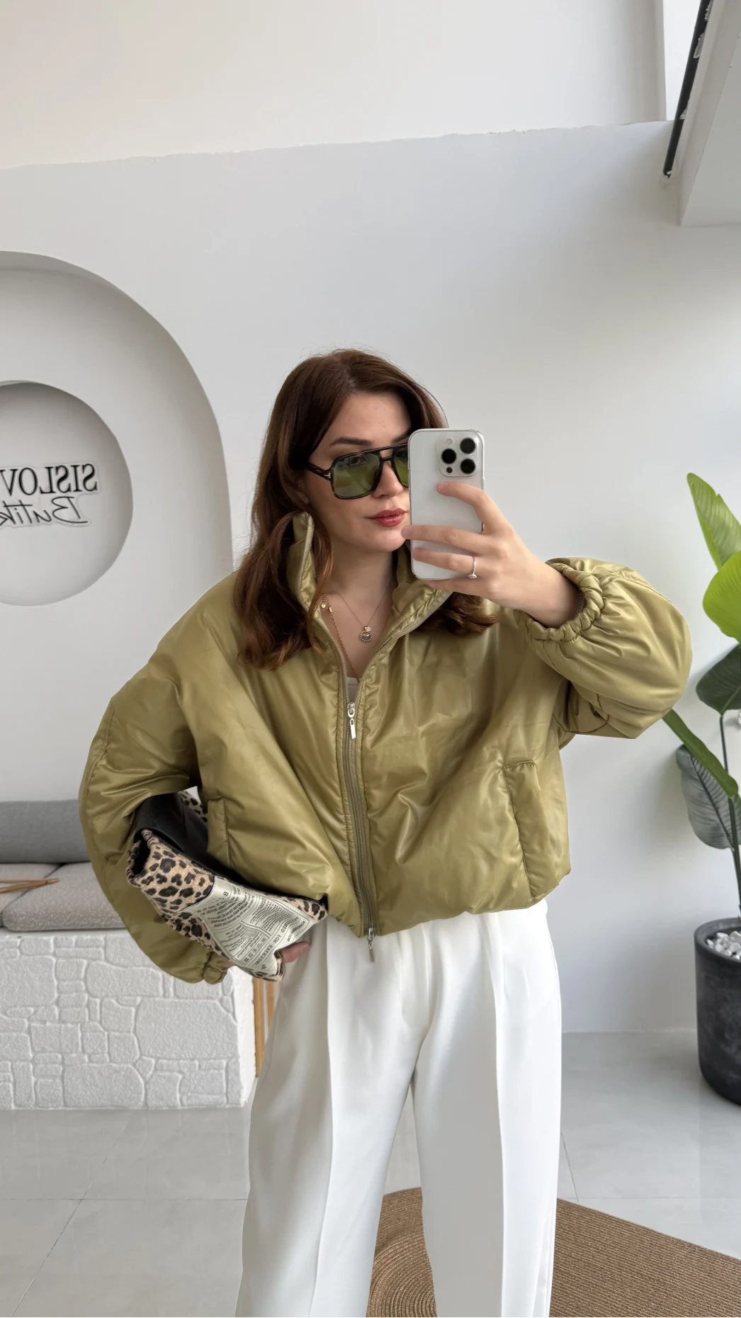 Kısa Şişme Mont - Yeşil - Kod: 9596