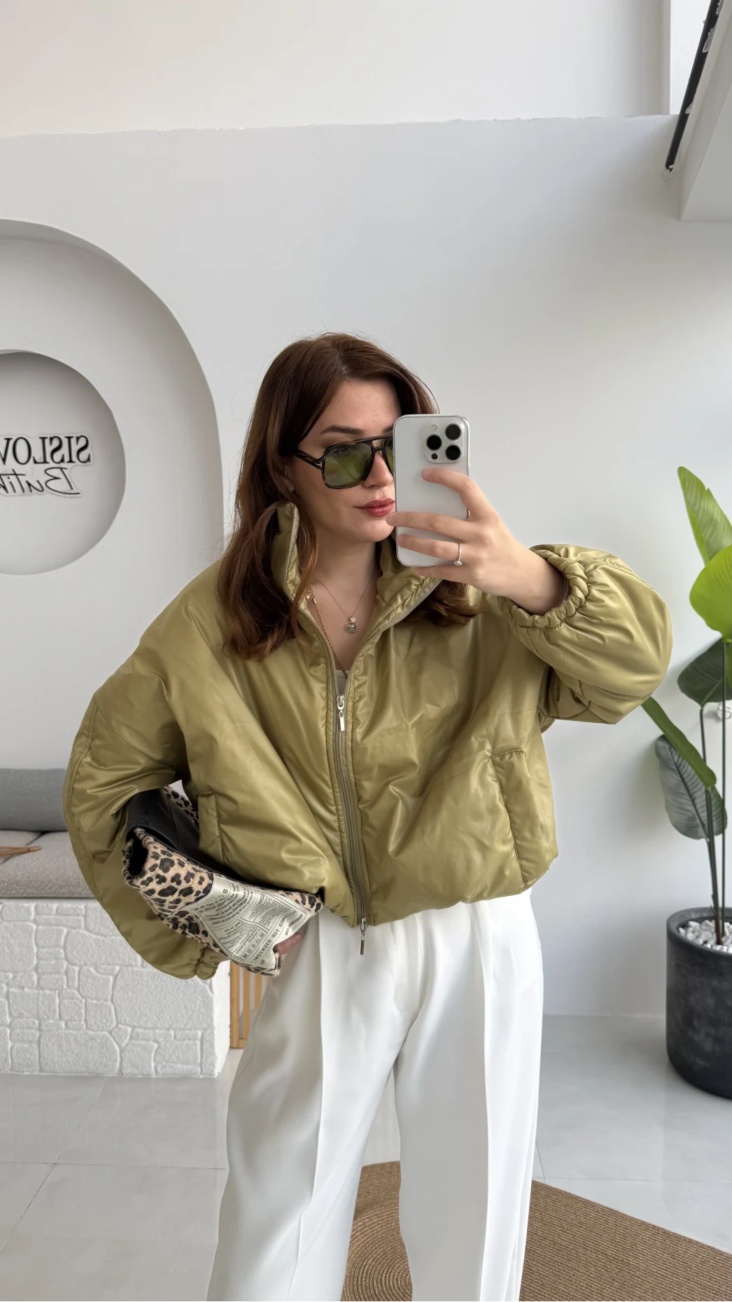 Kısa Şişme Mont - Yeşil - Kod: 9596