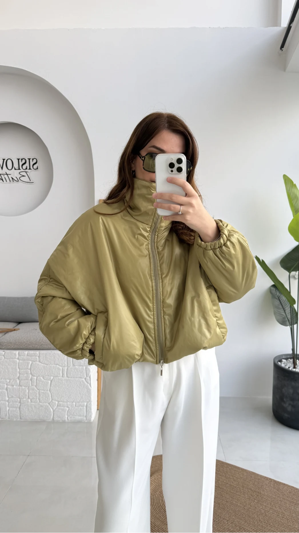 Kısa Şişme Mont - Yeşil - Kod: 9596