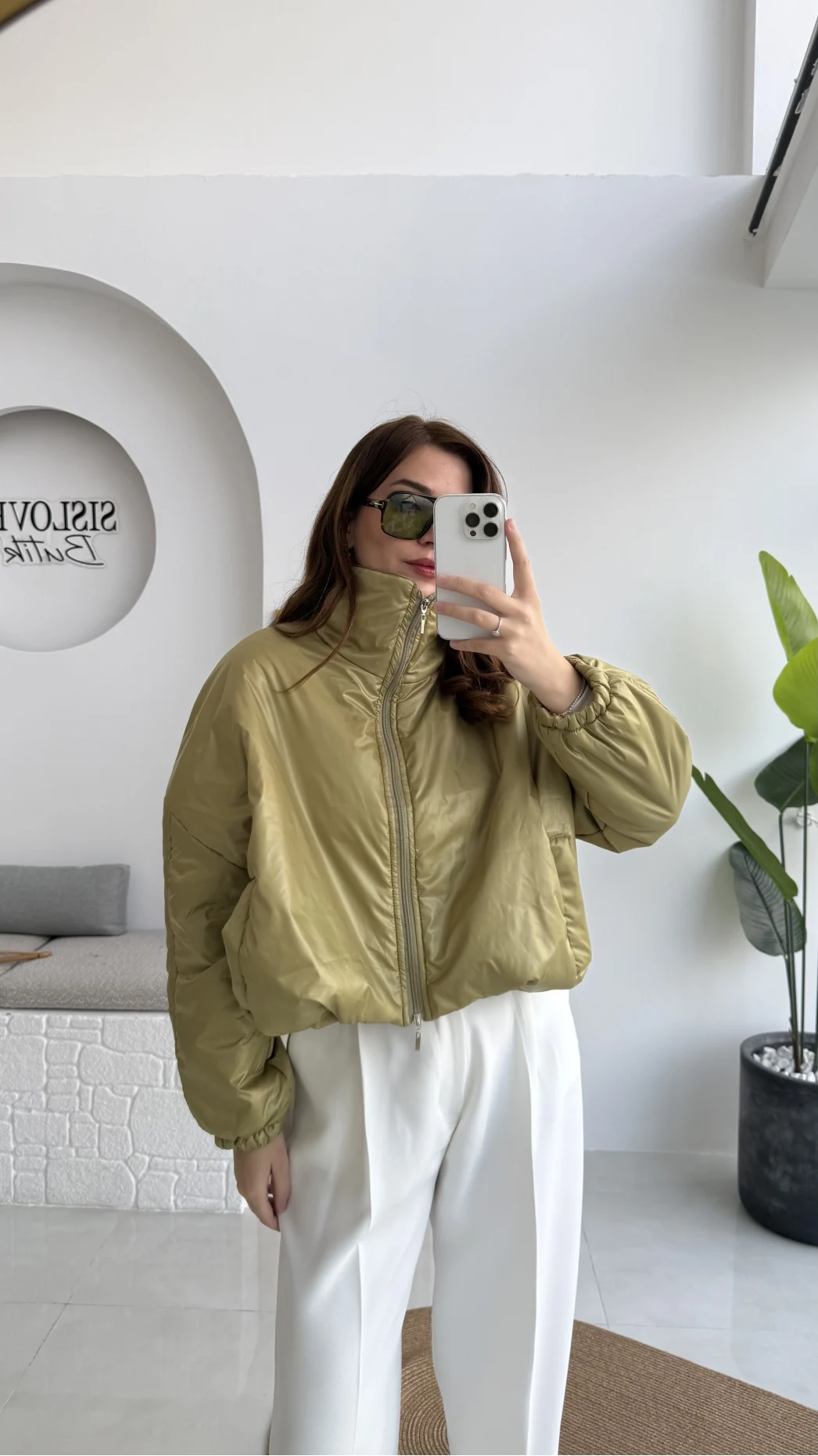 Kısa Şişme Mont - Yeşil - Kod: 9596