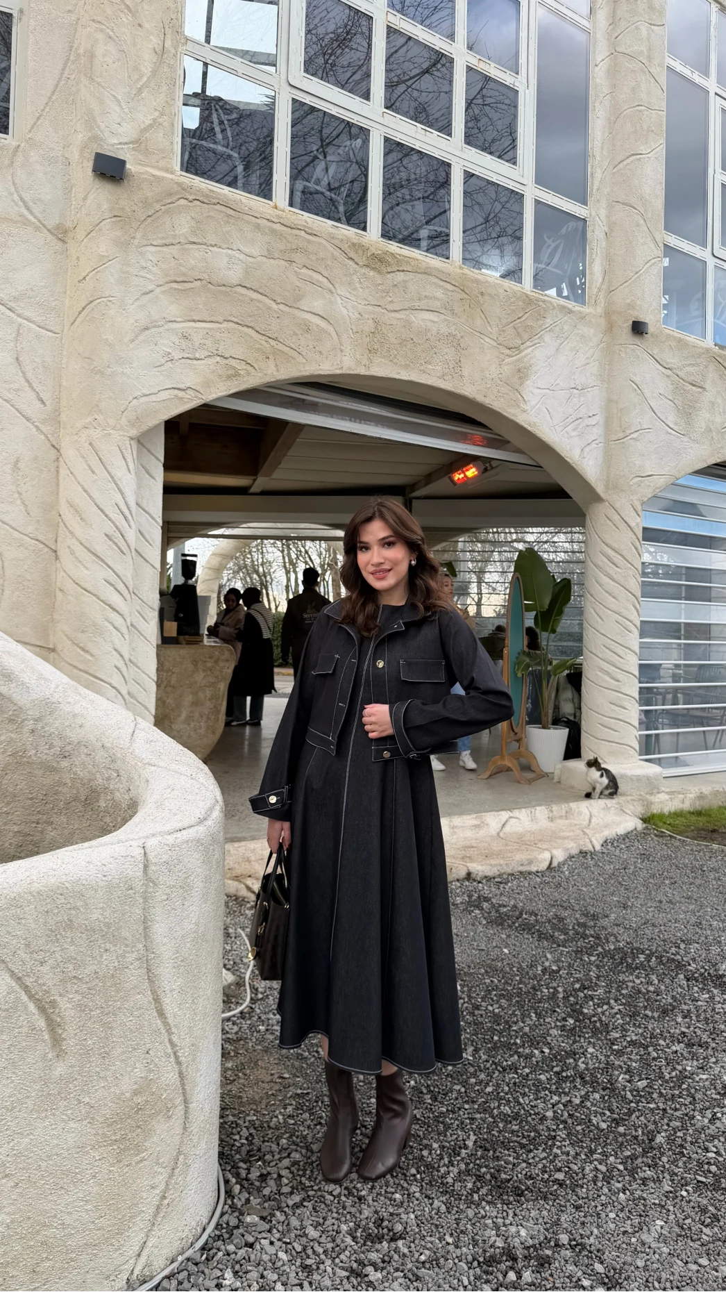 Kloş Elbise Ceket Takım - Denim Mavisi - Kod: 8915