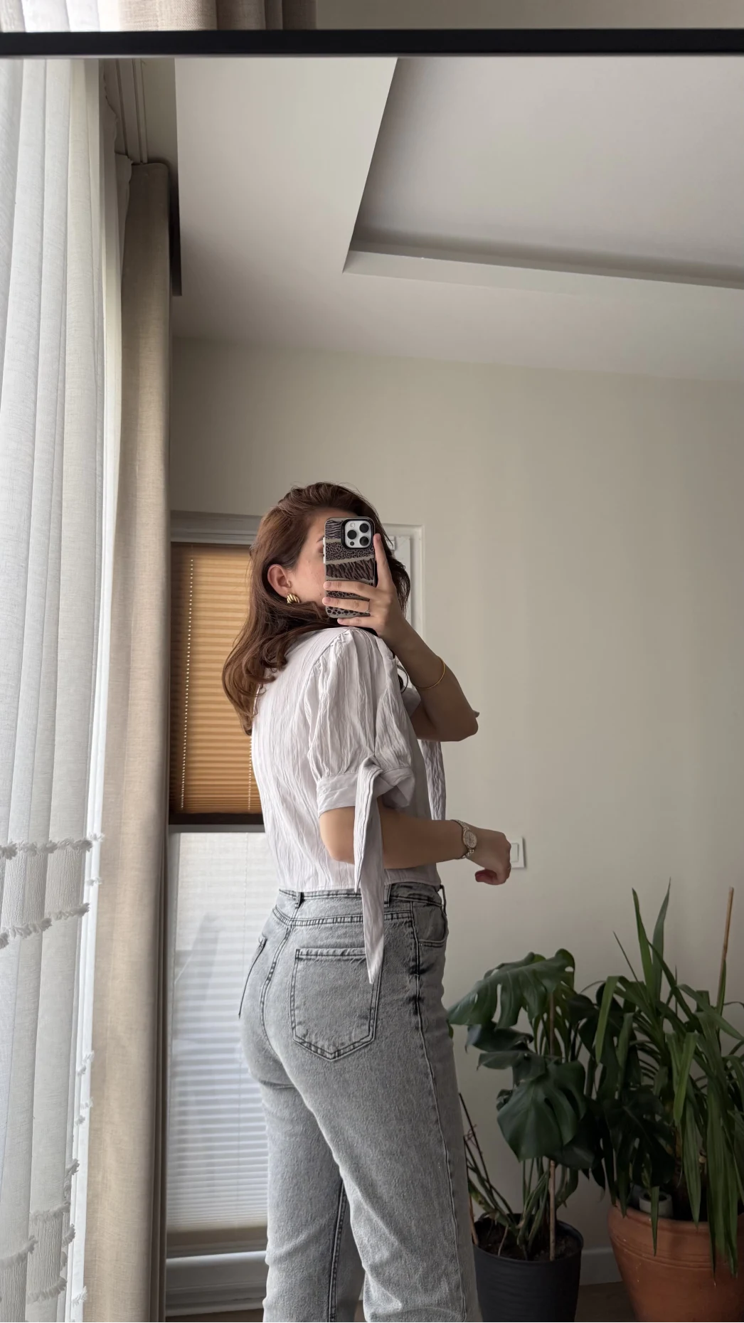 Kolları Bağlama Detay Gömlek Gri